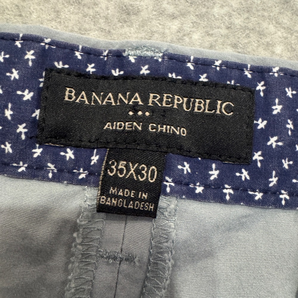 Banana Republic Aiden Chino Mens 35x30 Light Grey Slim Fit Cotton Stretch Pants - Picture 4 of 11